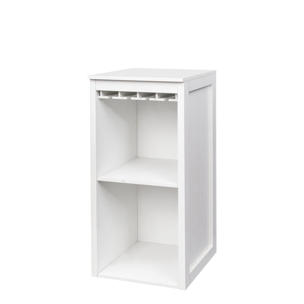 White Modular Wine Bar Cabinet with Storage Shelves