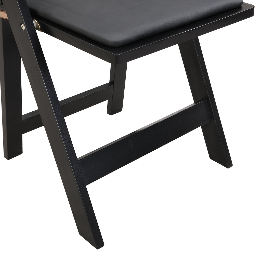 Set of 4 Folding Chairs Cushioned Solid Wood Space-Saving Dining Chairs