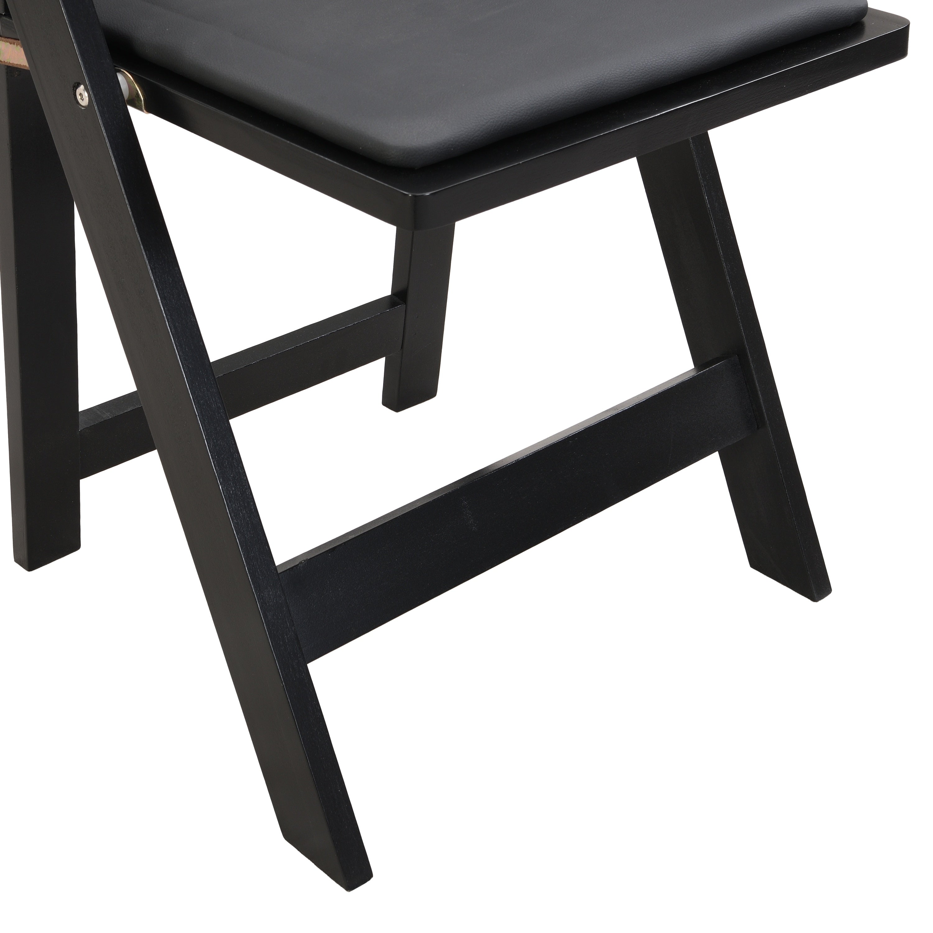 Set of 4 Folding Chairs Cushioned Solid Wood Space-Saving Dining Chairs