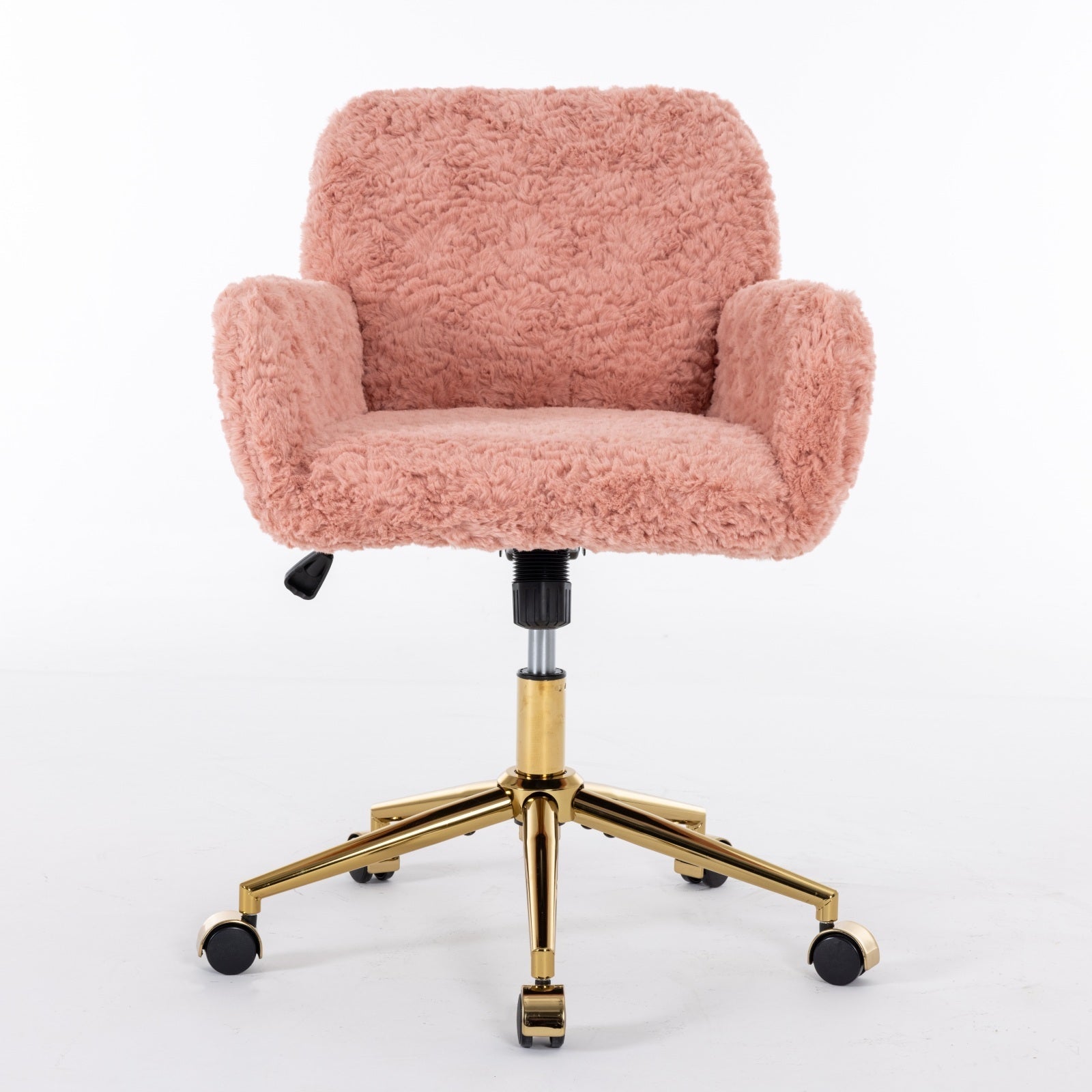 Artificial Rabbit Hair Home Office Chair with Golden Metal Base
