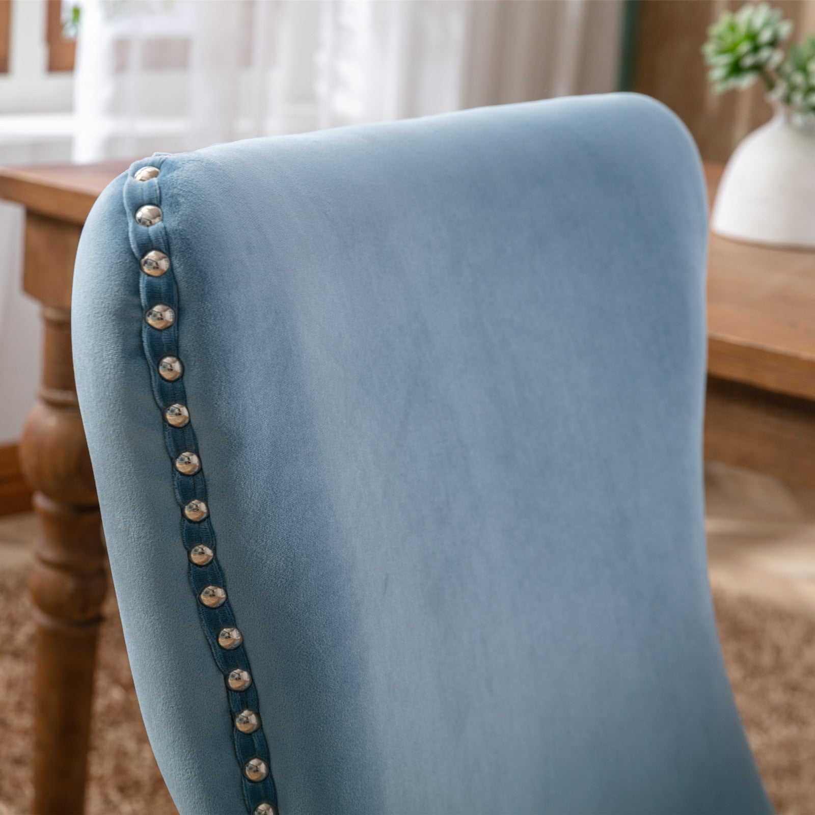 Modern Velvet Upholstered Wing-Back Dining Chairs (Set of 2)