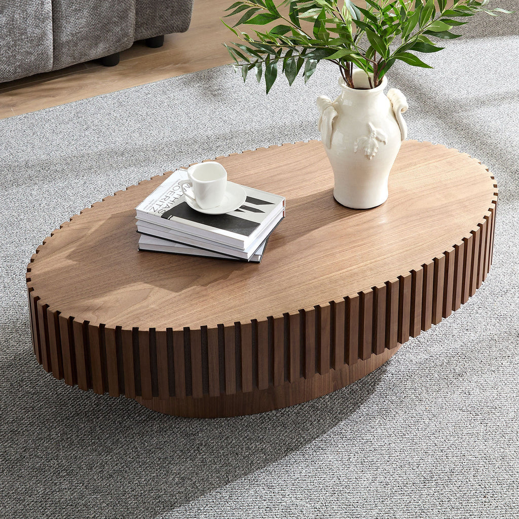 43.70 Inch Modern Handcraft Drum and Oval Coffee Table