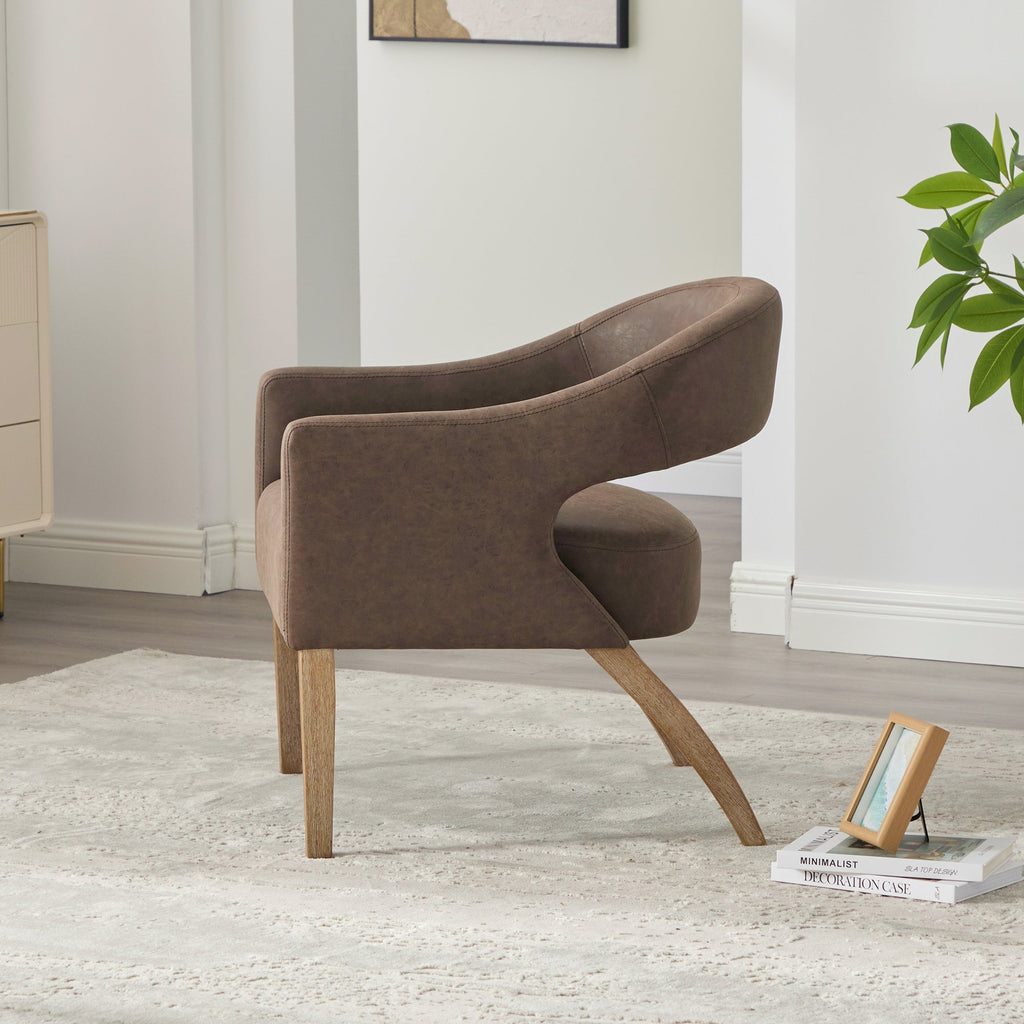 Modern Mid-Century PU Upholstered Open Back Armchair