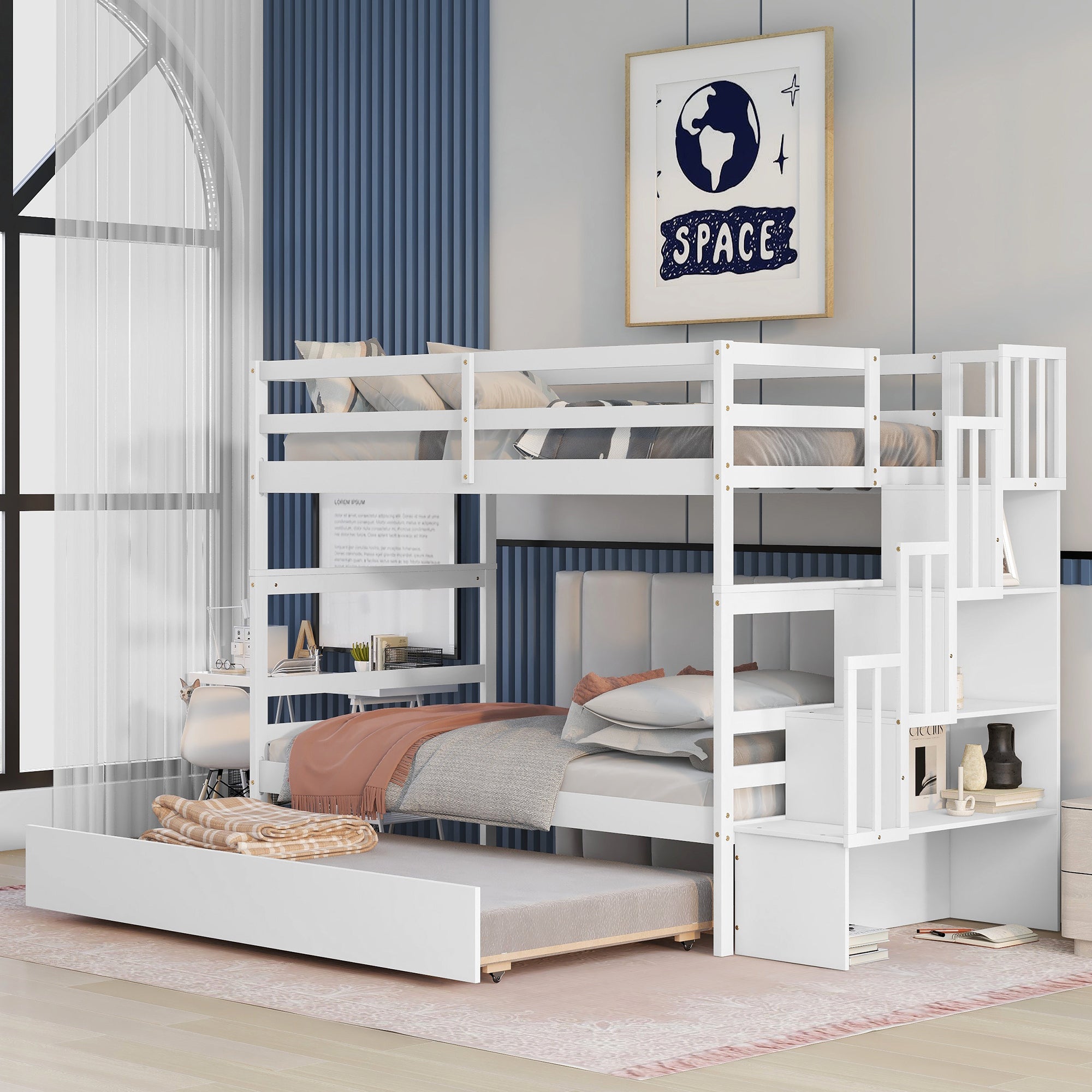 Twin over Twin Bunk Beds with Twin Trundle