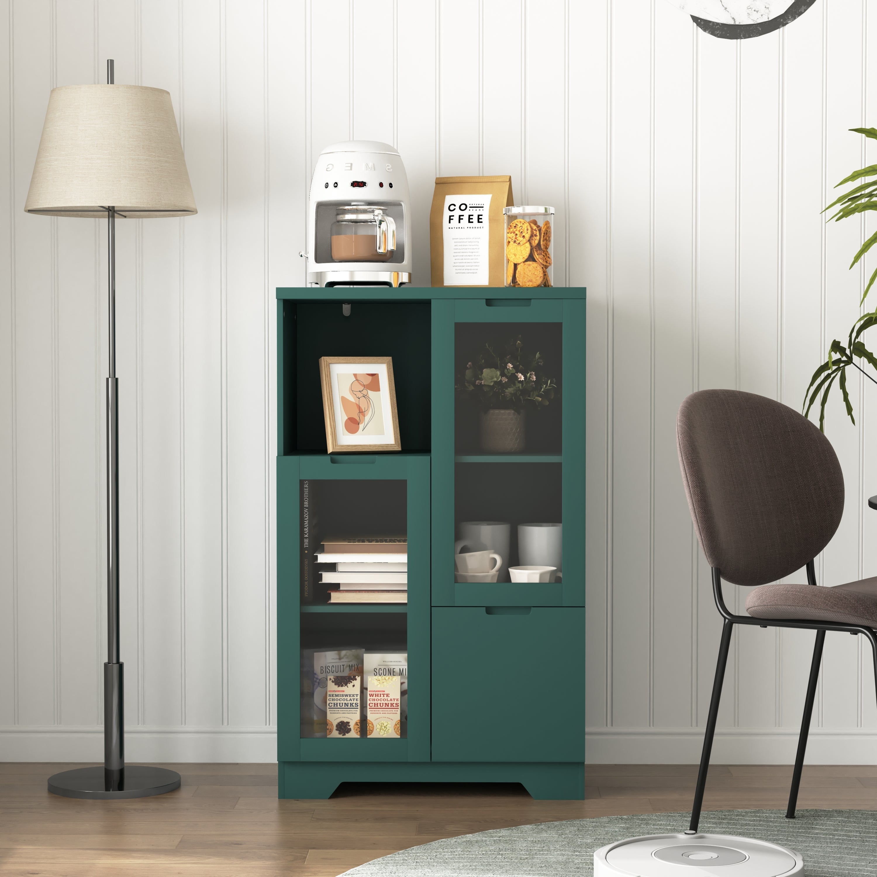 MDF Painted Cabinet with Glass Doors
