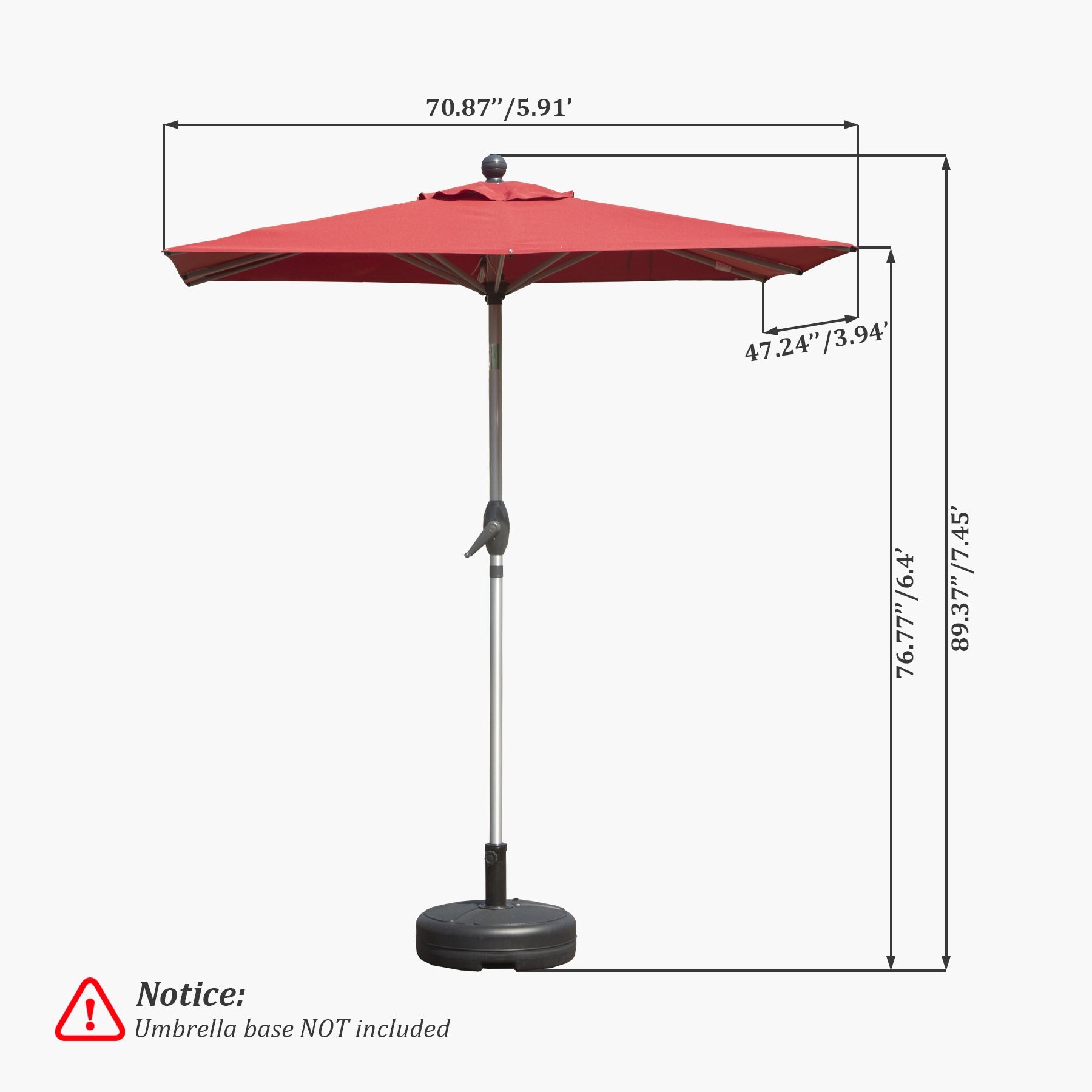 10ft Rectangle Patio Umbrella with Crank Lift and Tilt Function (Base Not Included)