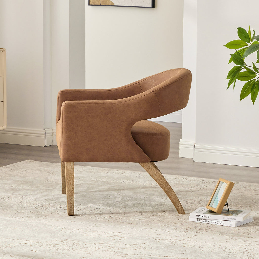 Modern Mid-Century PU Upholstered Open Back Armchair