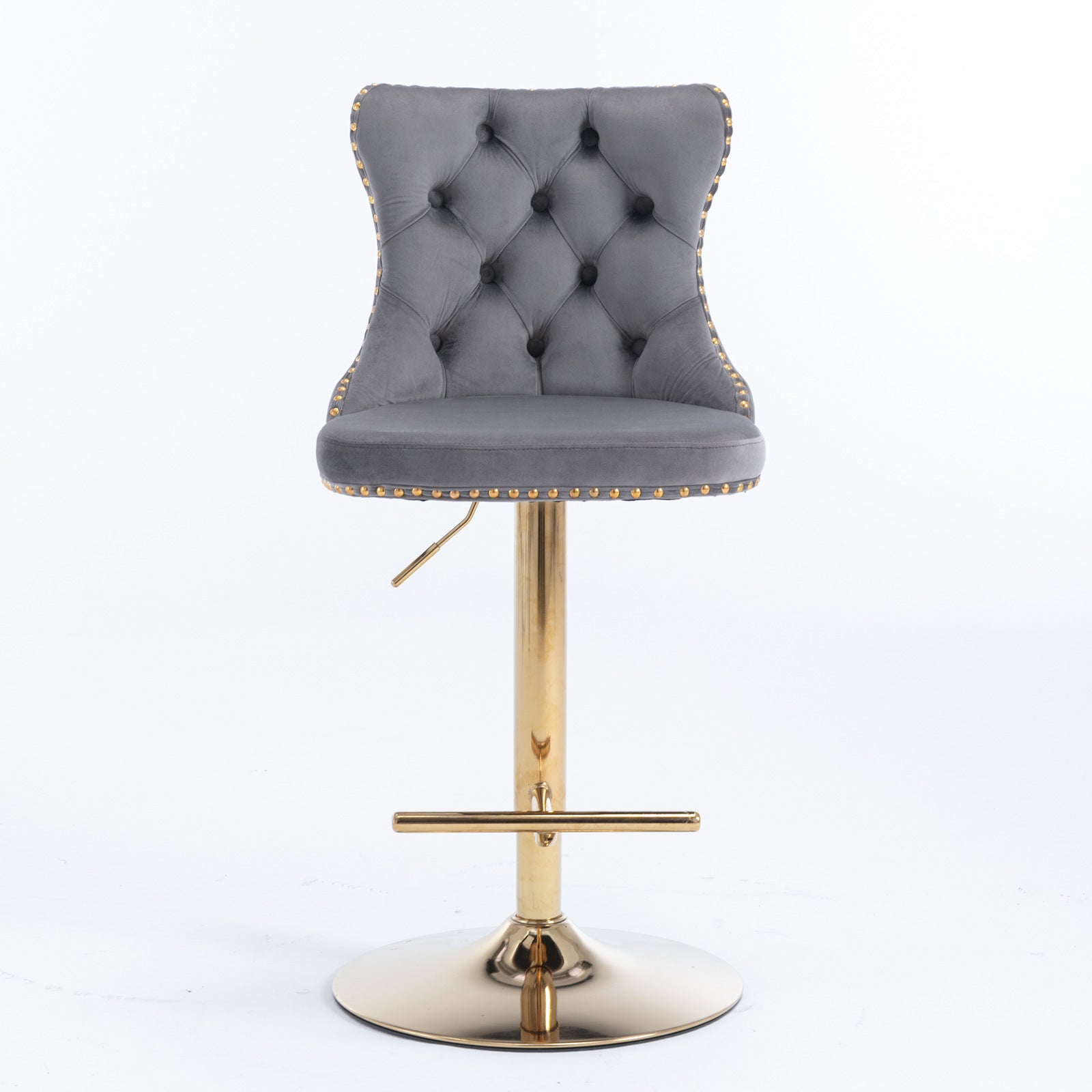 Modern Golden Swivel Velvet Barstools（Set of 2）