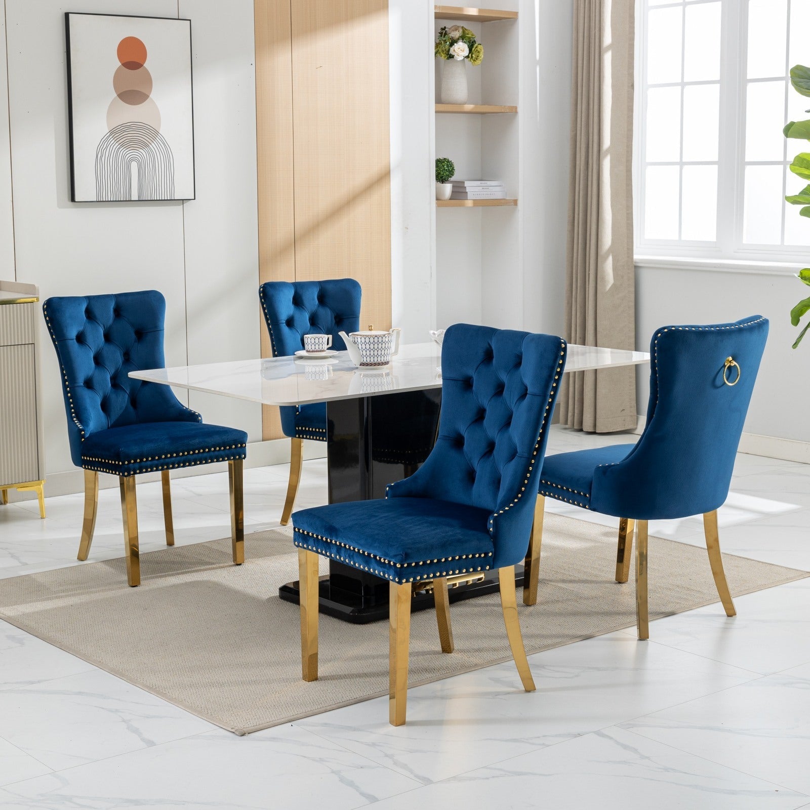 Modern High-end Tufted Solid Wood Velvet Dining Chairs (Set of 2)