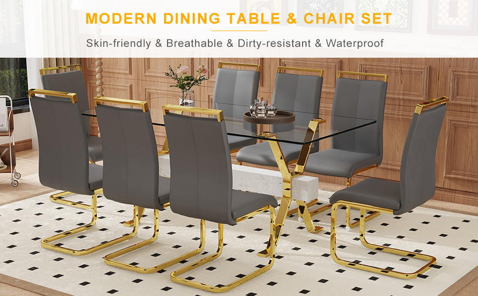 Elegant Transparent Tempered Glass Dining Set