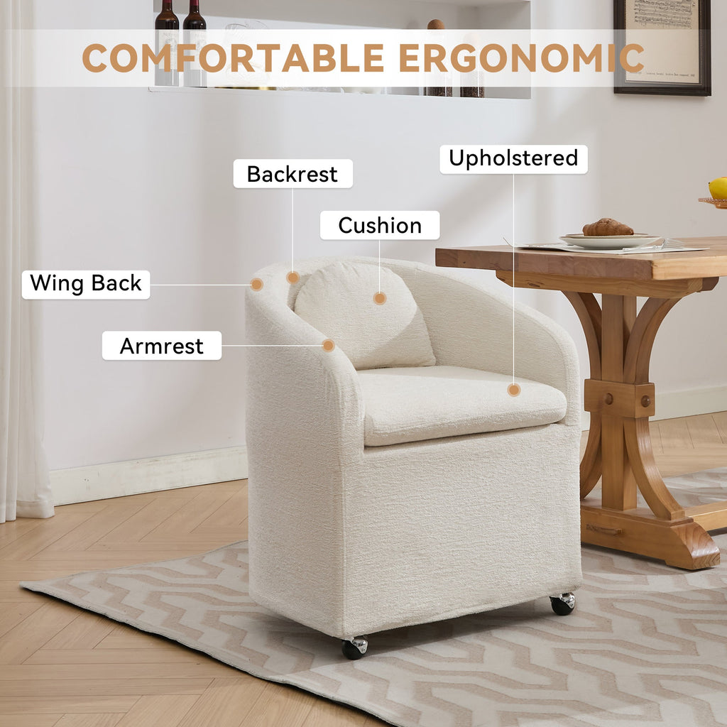 Modern Chenille Fabric Dining Armchair with Back Cushion