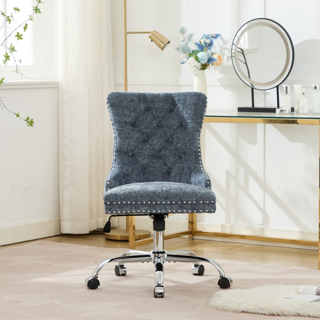 Modern Chenille Upholstered Tufted Button Home Office Chair