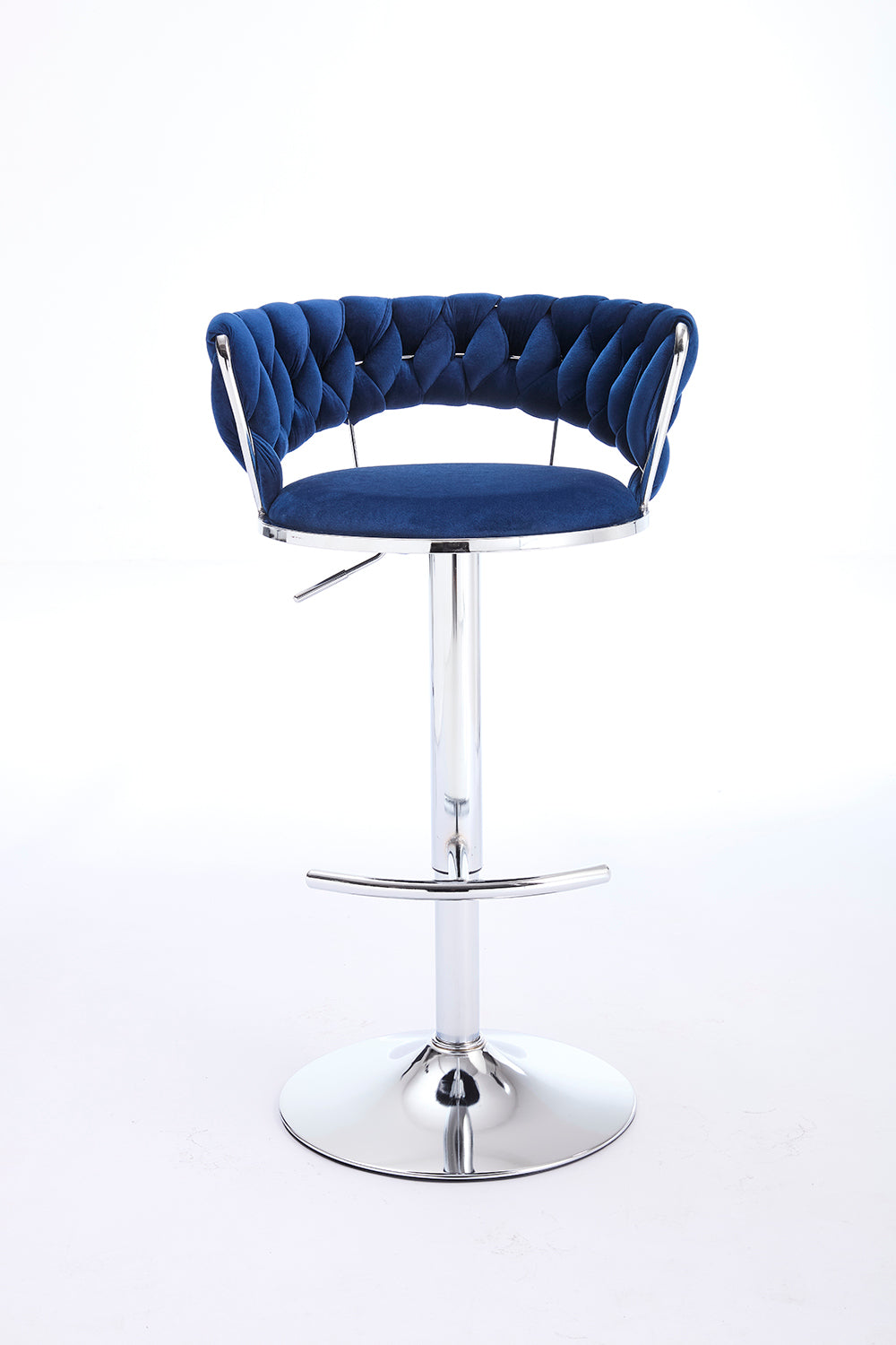 2PCS Metal Bar Stools with Chrome Footrest and Base