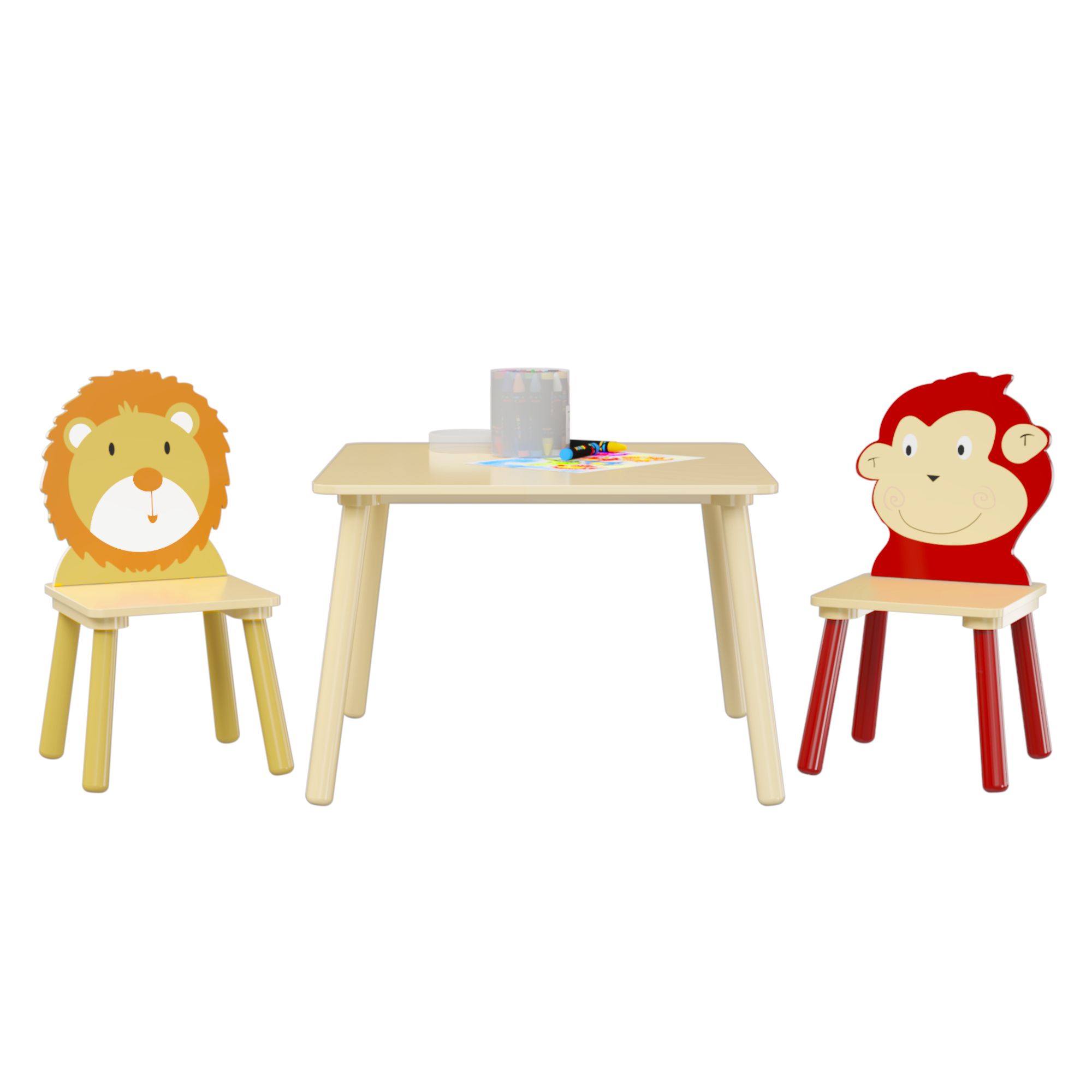 Kids Wooden Table and 2 Chairs Set