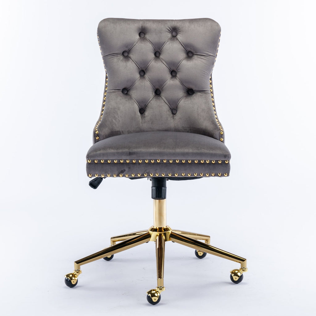 Adjustable Velvet Upholstered Tufted Button Home Office Chair
