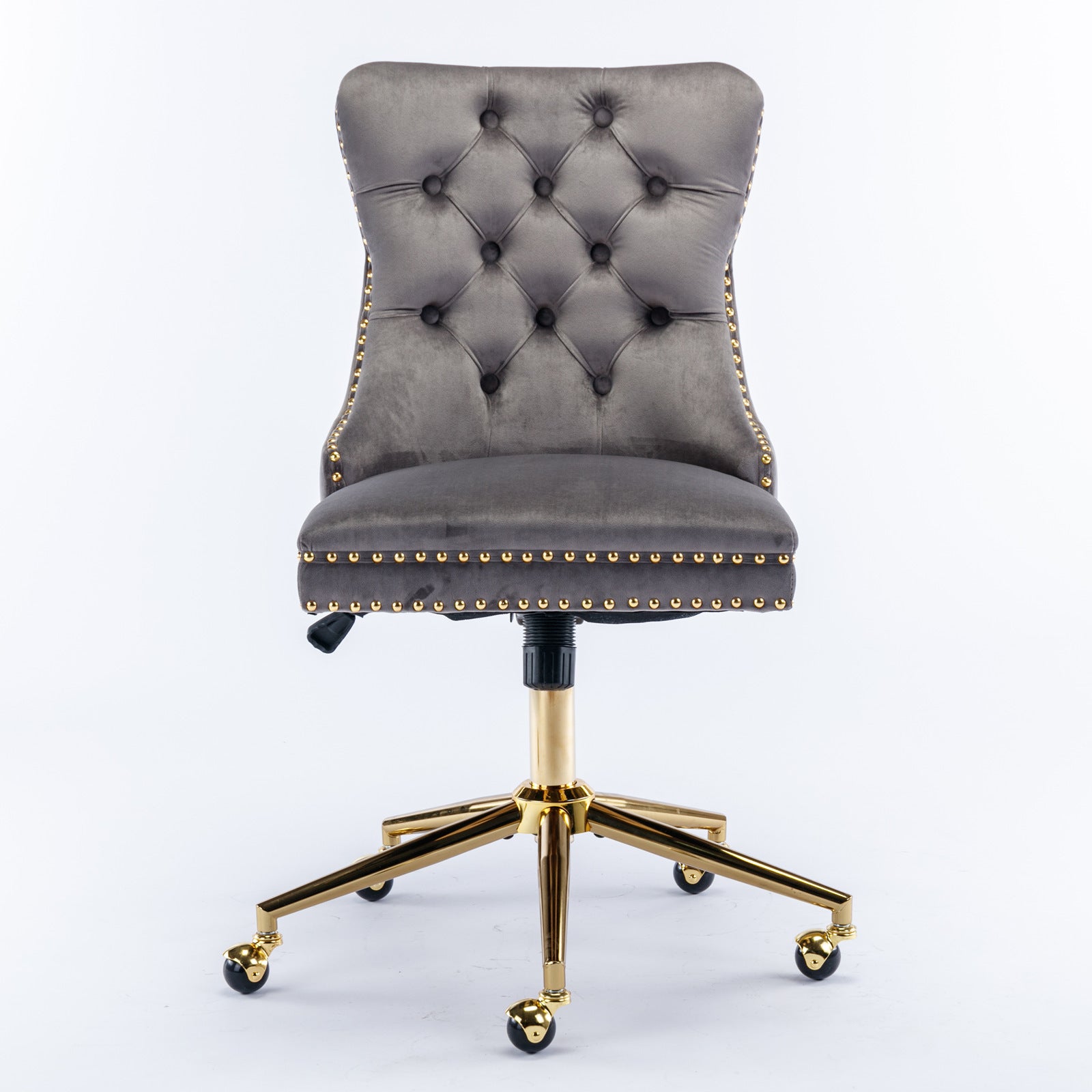Adjustable Velvet Upholstered Tufted Button Home Office Chair