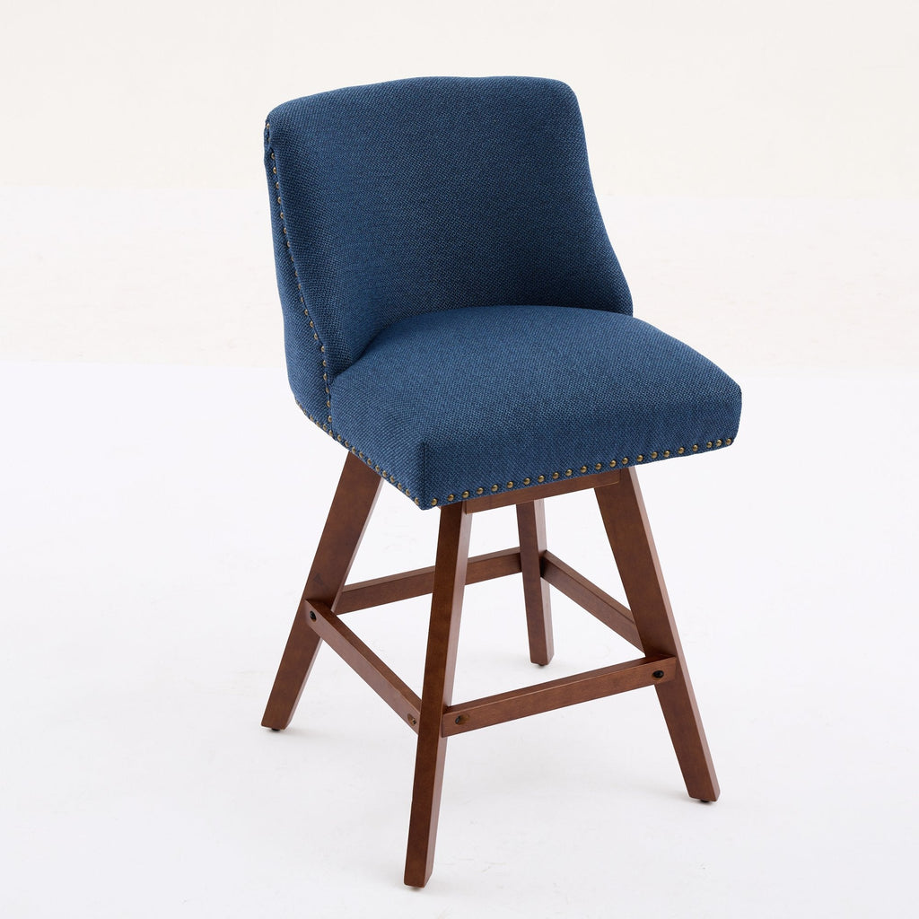 Upholstered Swivel Counter Height Bar Stools with Nailhead Trim (Set of 2)