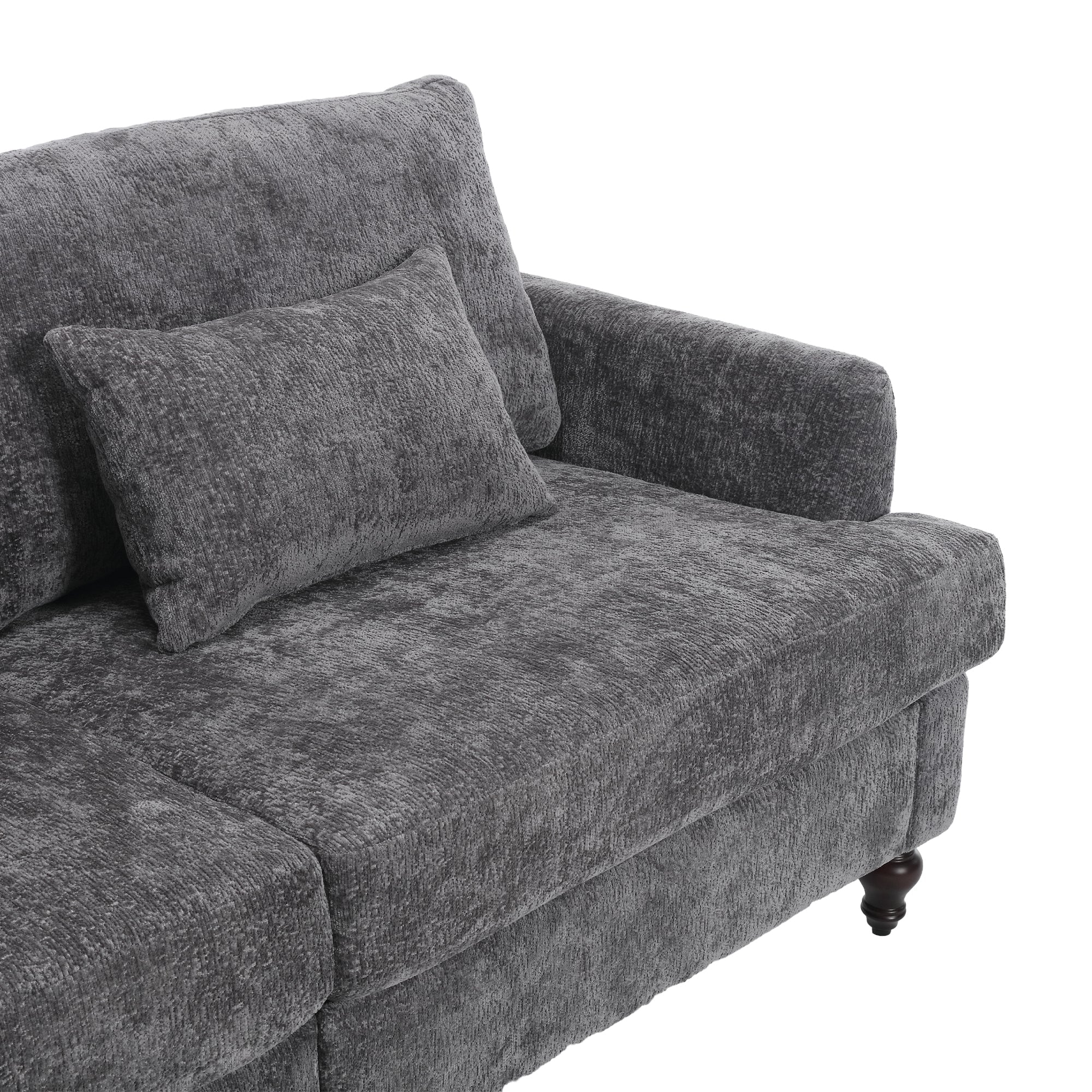 Mid Century Modern Chenille Fabric Loveseat Sofa