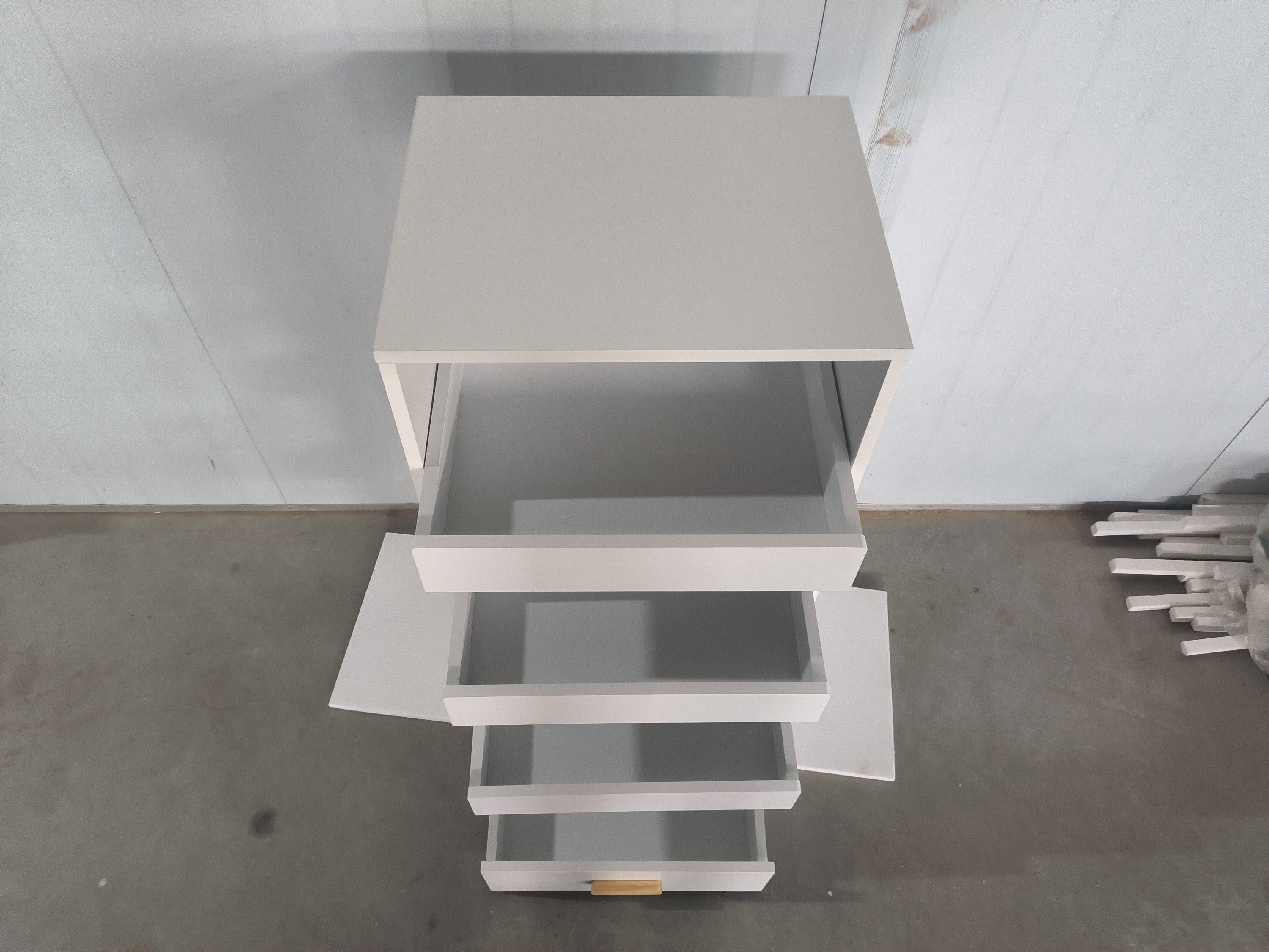4-Tier Freestanding Bookshelf with 3 Sliding Drawers and 1 Bottom Drawer