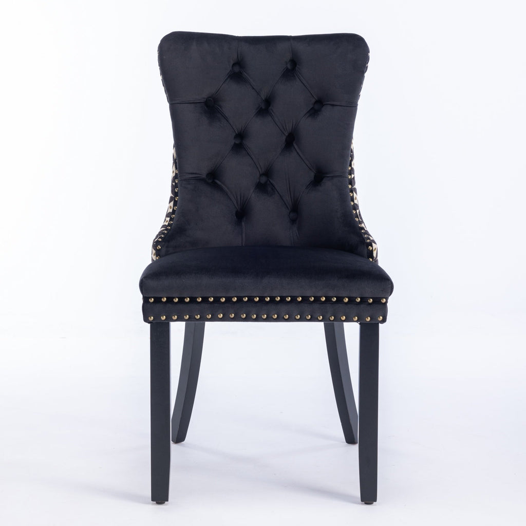 Modern High-end Tufted Solid Wood Velvet Dining Chair(Set of 2)