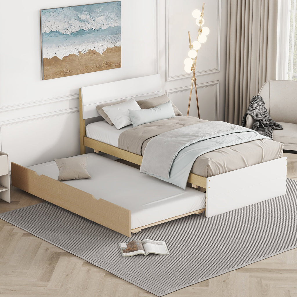 Modern Twin Bed Frame for White High Gloss Headboard and Footboard
