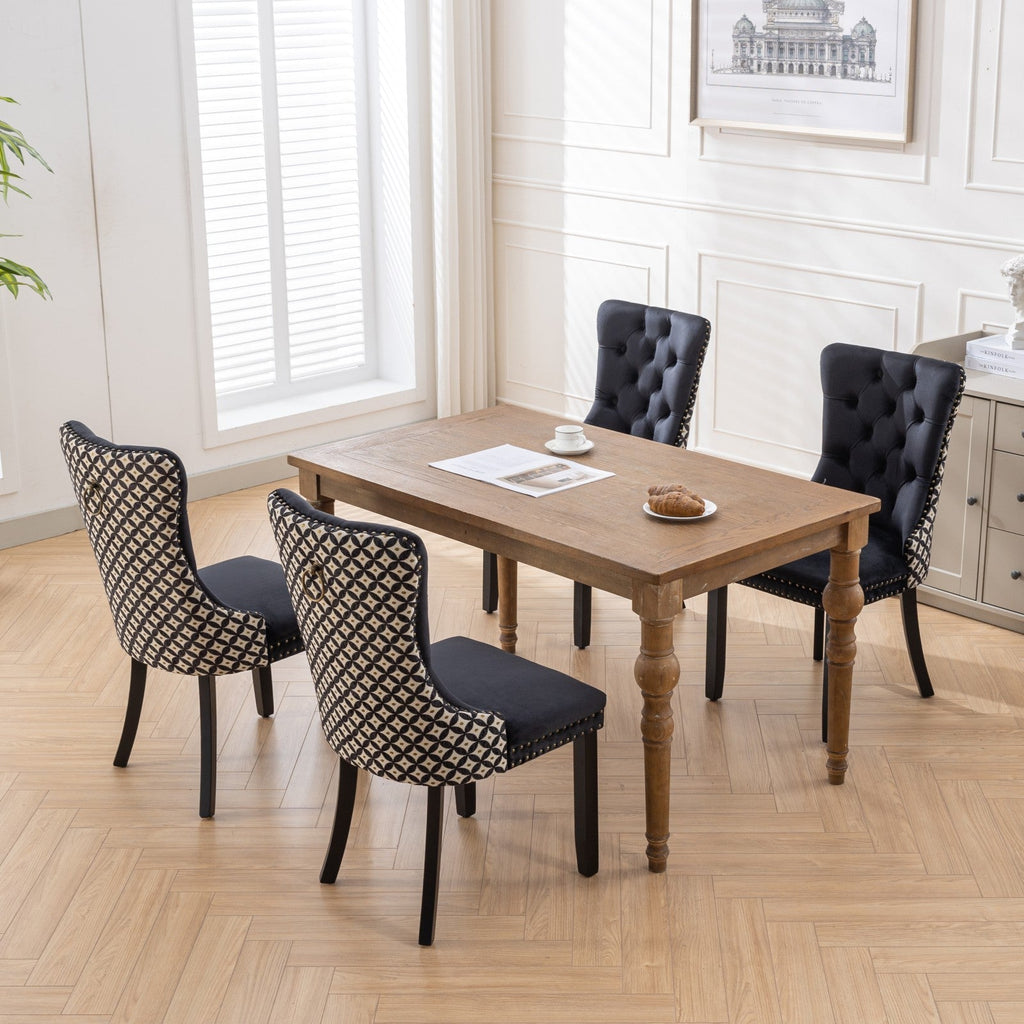 Modern High-end Tufted Solid Wood Velvet Dining Chair(Set of 2)