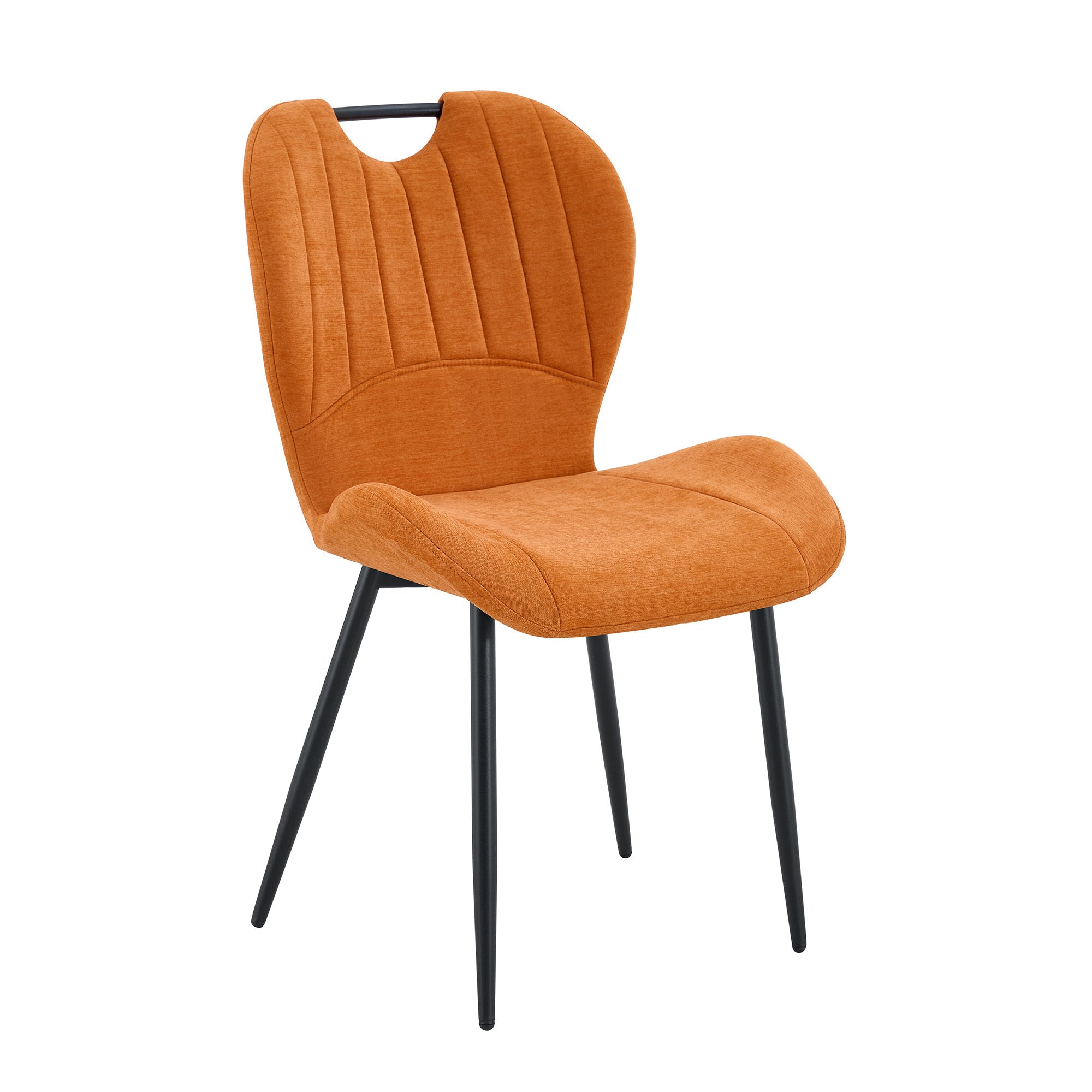 Set of 4 Fabric Dining Chairs Black Metal Frame Wide Cushioned Comfortable