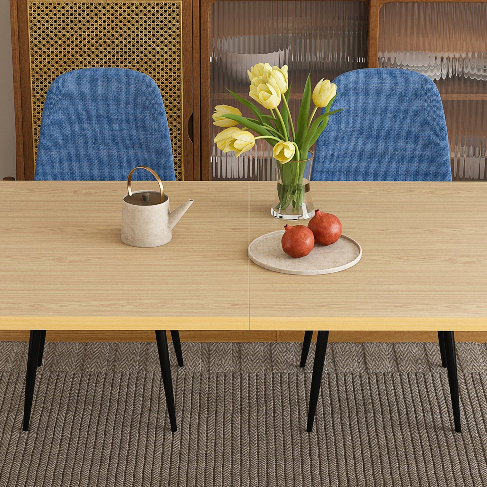 63-inch Farmhouse Industrial Dining Table Set