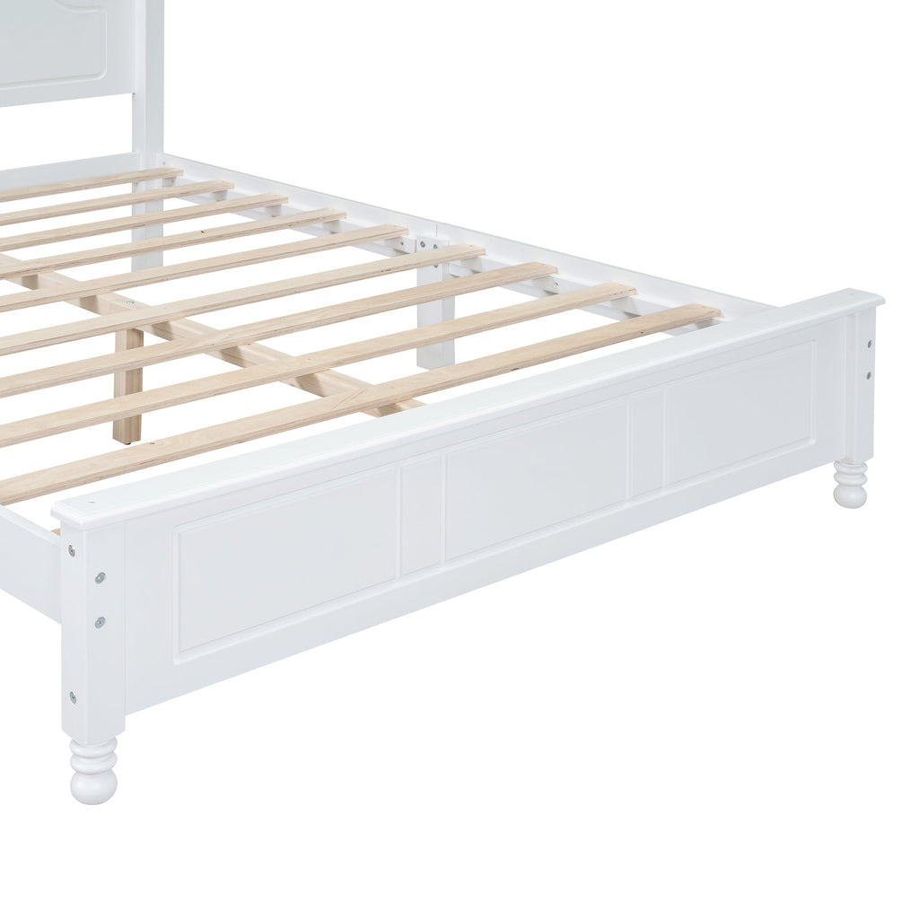 Queen Retro Style Size Wood Platform Bed Fram