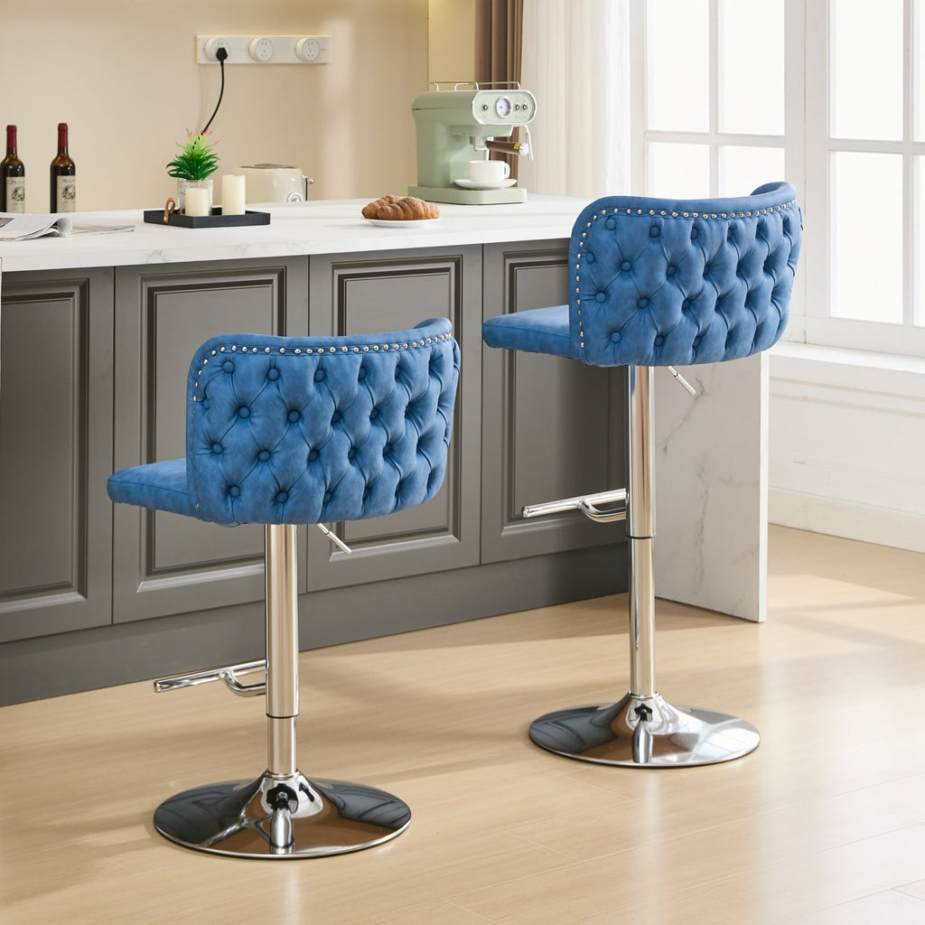 Modern PU Upholstered Bar Stools (Set of 2)