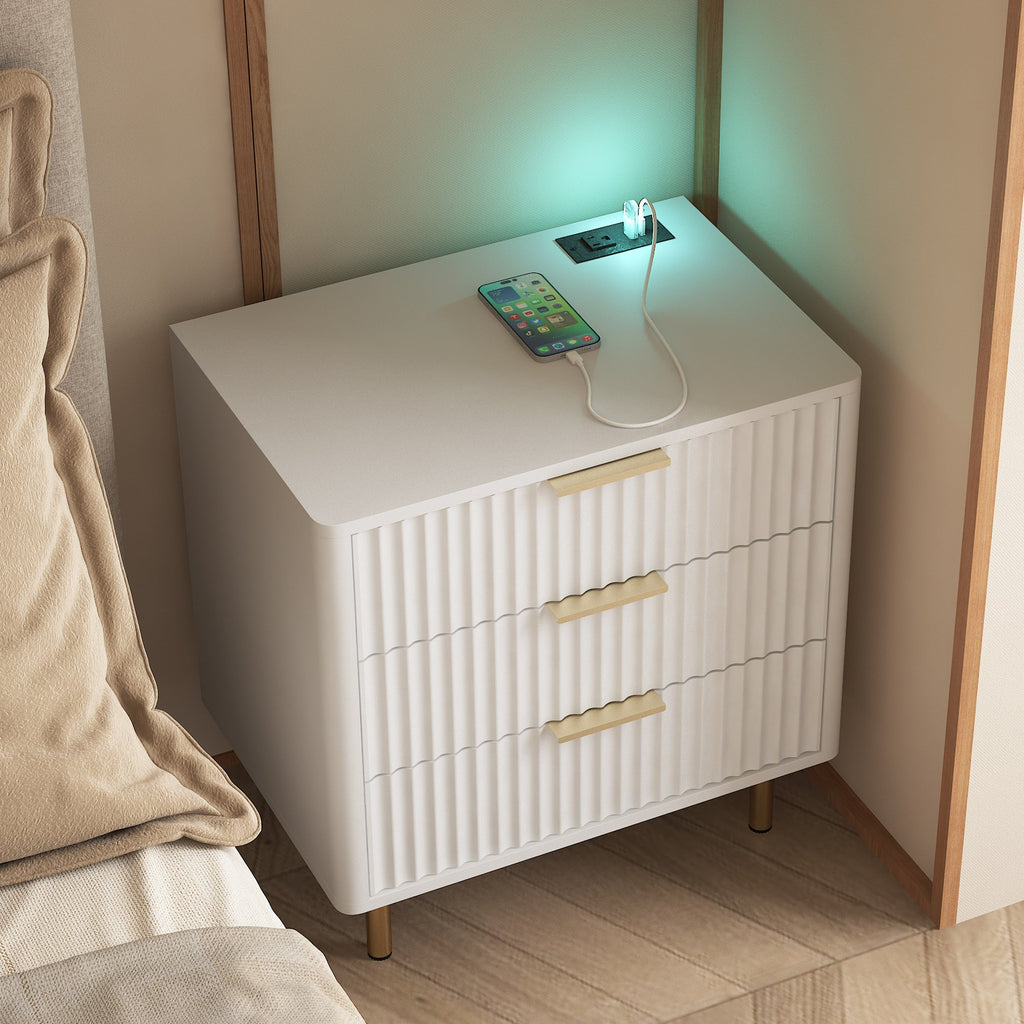 Modern Night Stand with Storage Cabinet for Bedroom with 3 Drawers