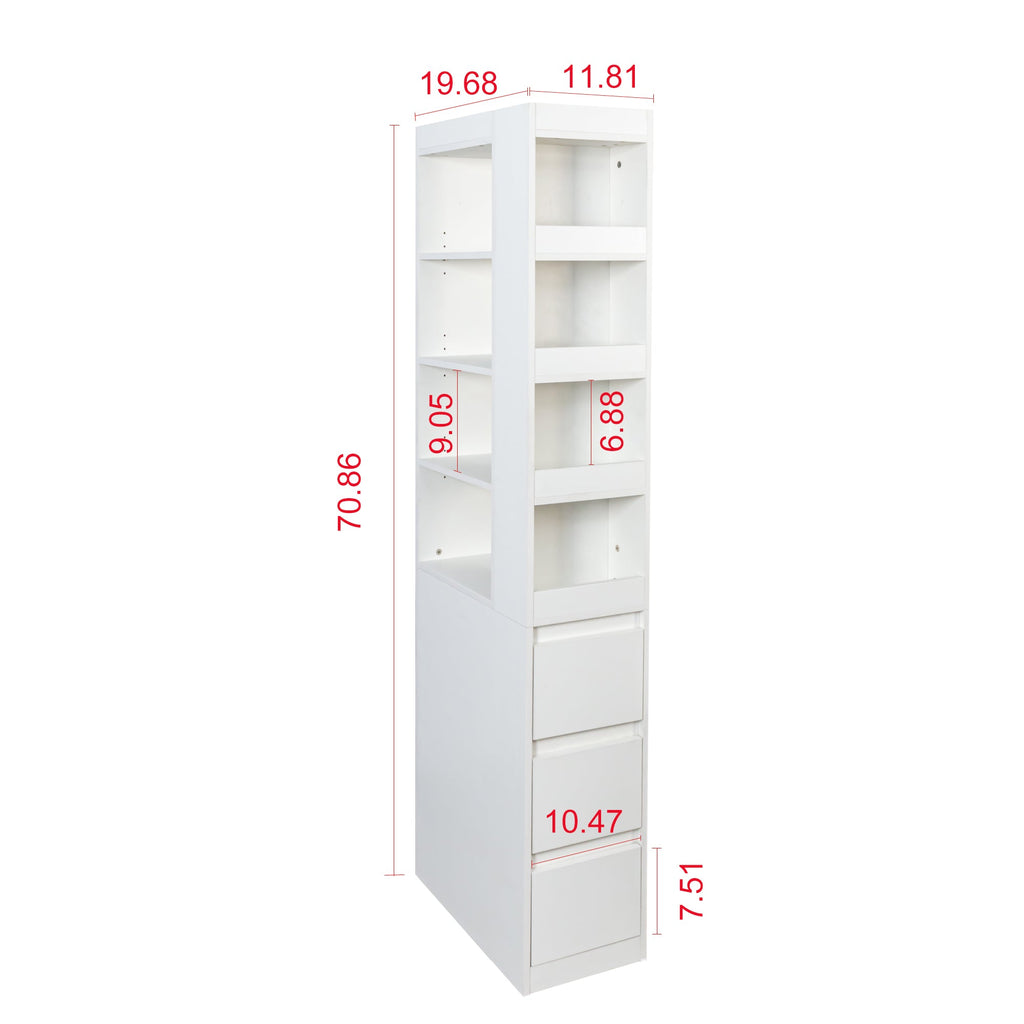 70.87' H Modern Wooden Tall Bookshelf Bookcase