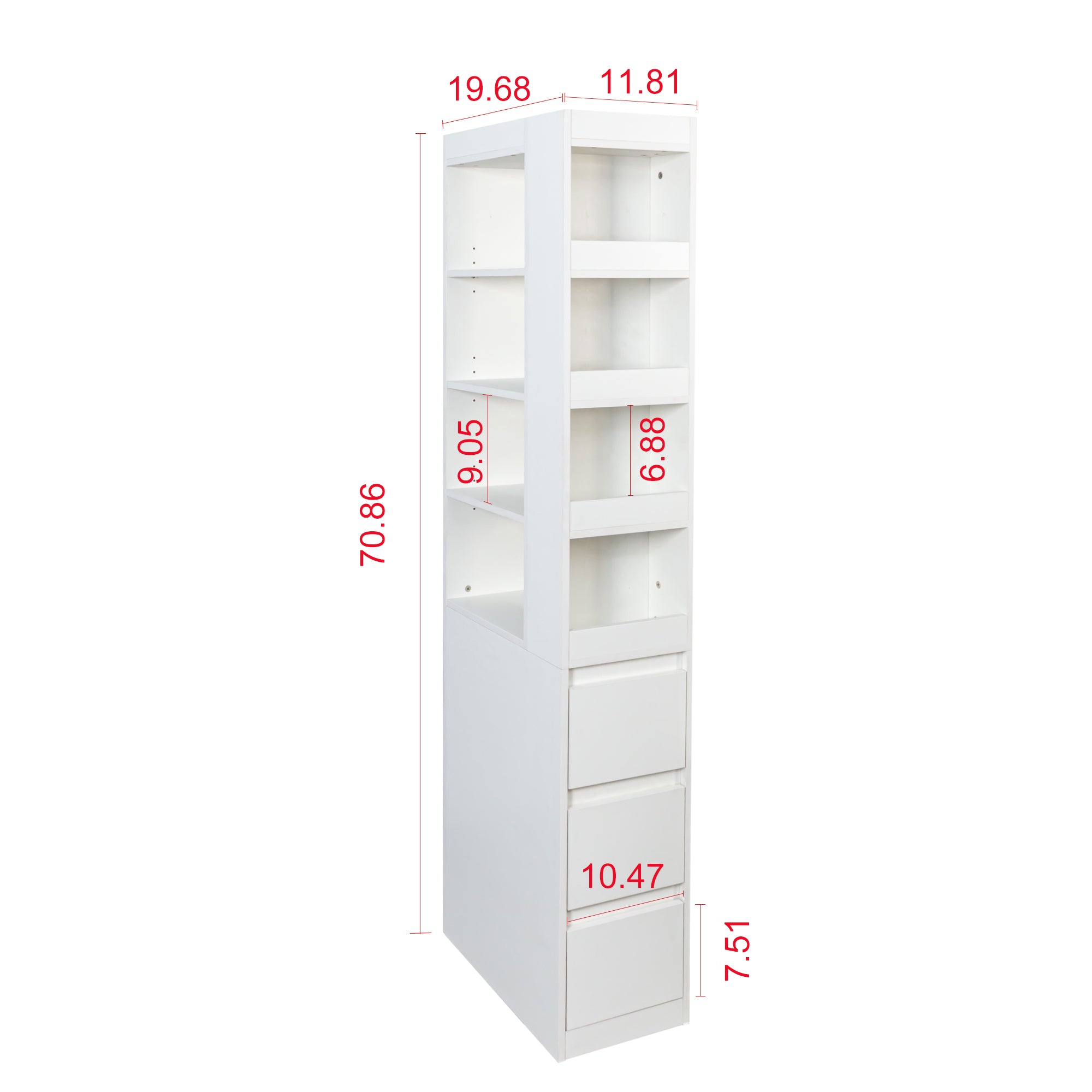 70.87' H Modern Wooden Tall Bookshelf Bookcase