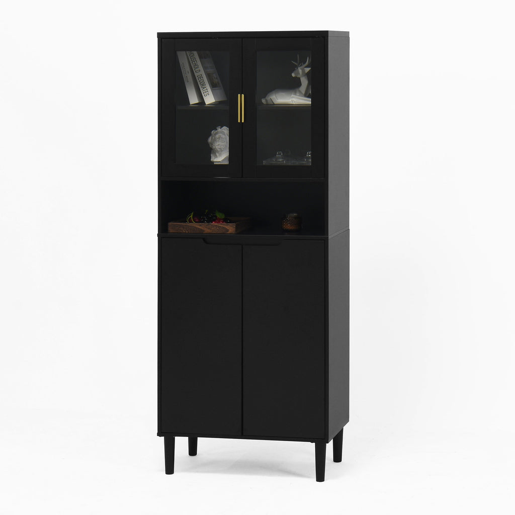 Tempered Glass Door Tall Storage Bookcase