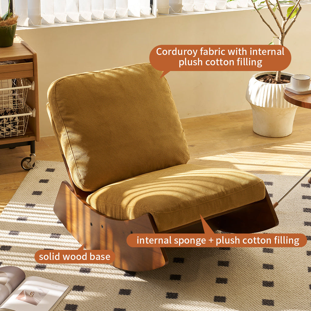 Corduroy Glider Rocking Chair with Solid Wood Frame