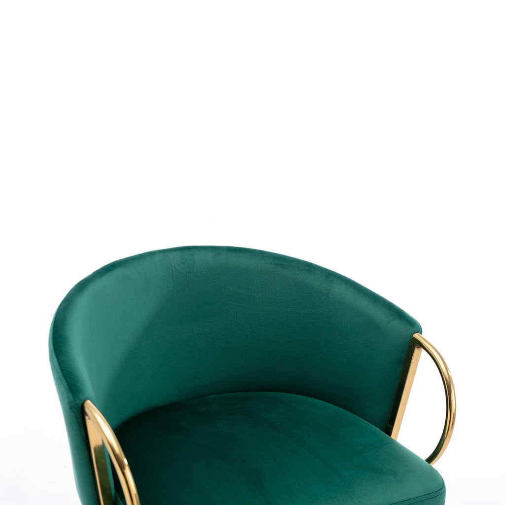 Velvet Bar Stools with Chrome Footrest and Base（Set of 2)