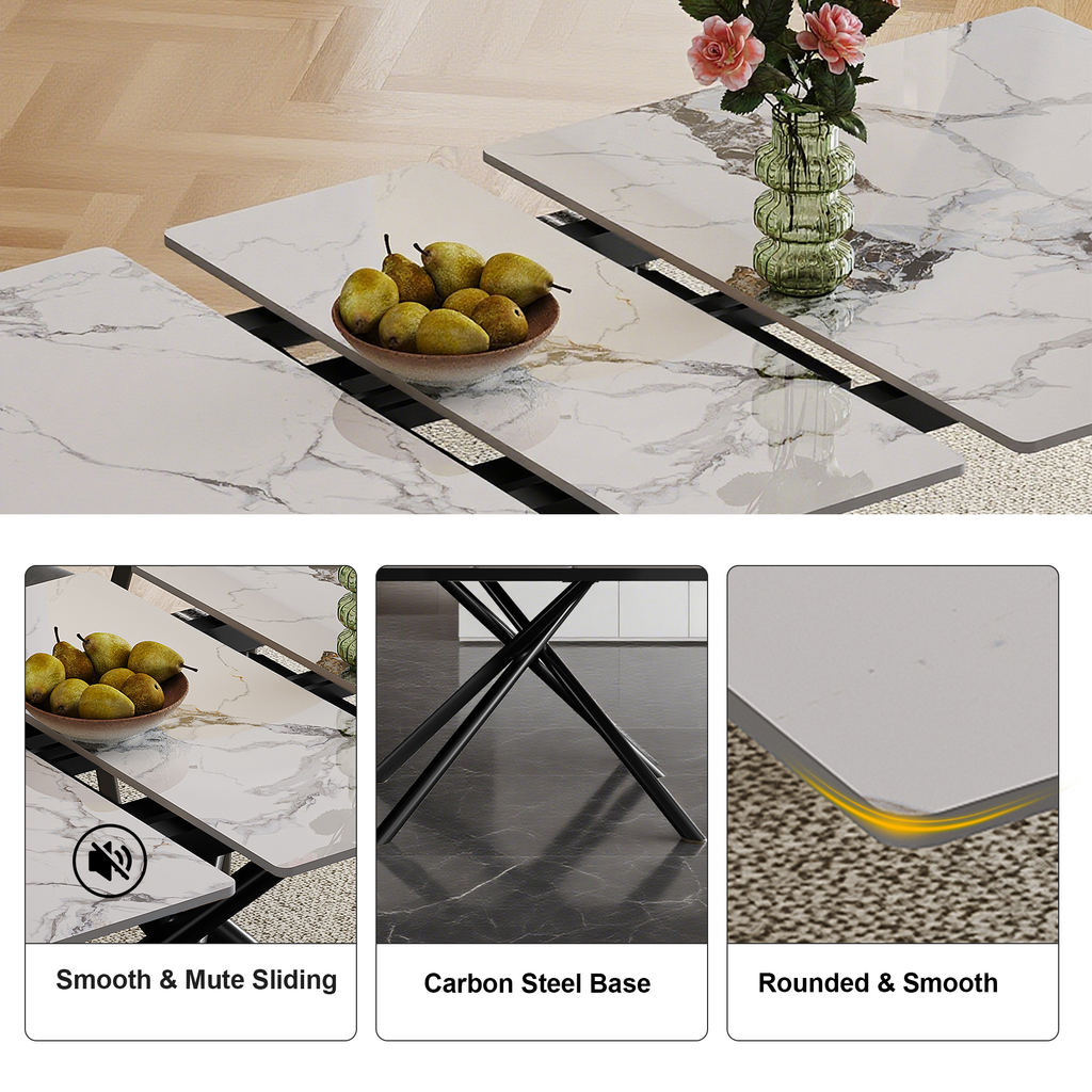 59-inch Modern rectangle Expandable Dining Table