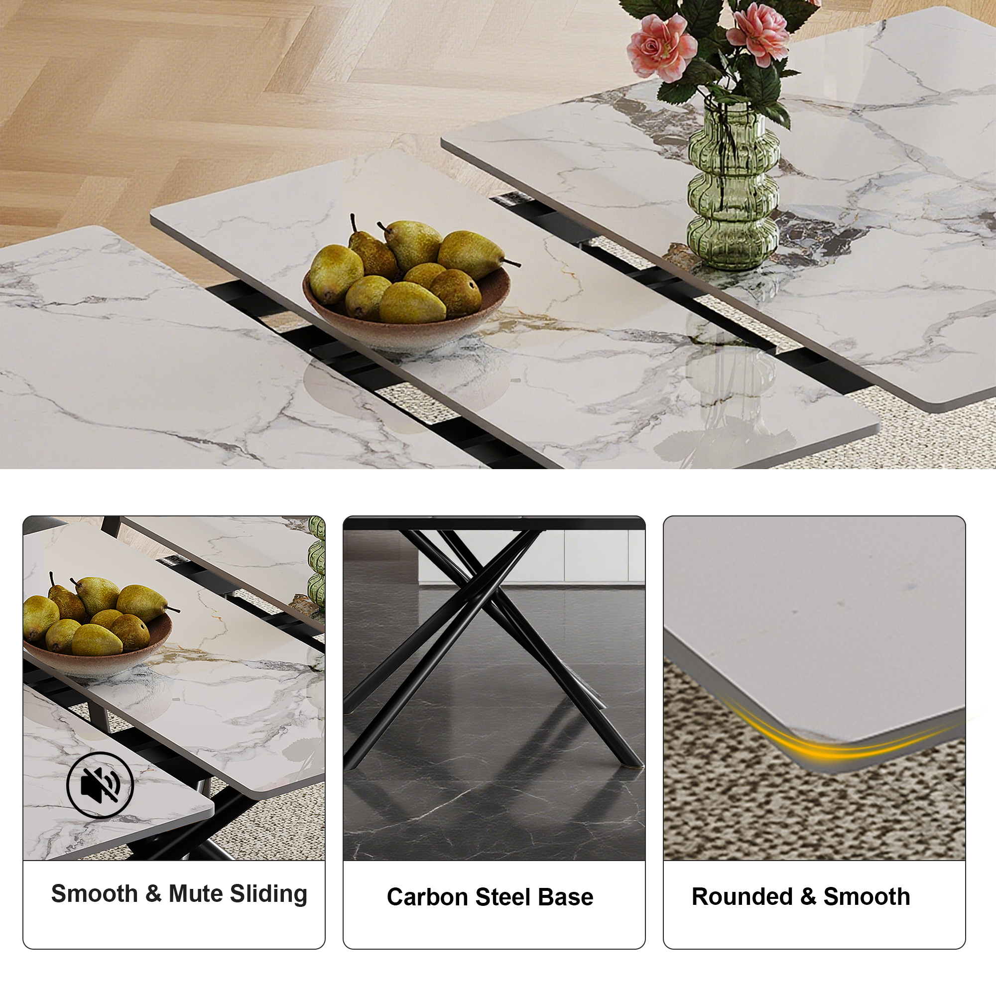 59-inch Modern rectangle Expandable Dining Table