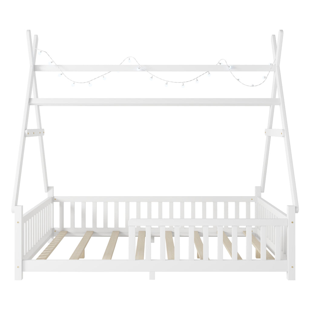 Full Size House Bed with Light for Kids