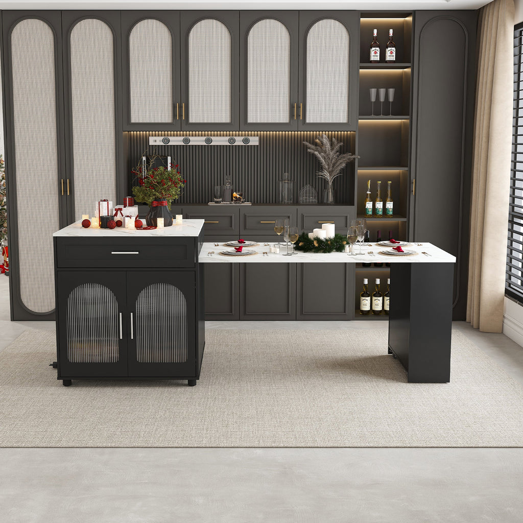 Expandable Kitchen Island with Dining Table