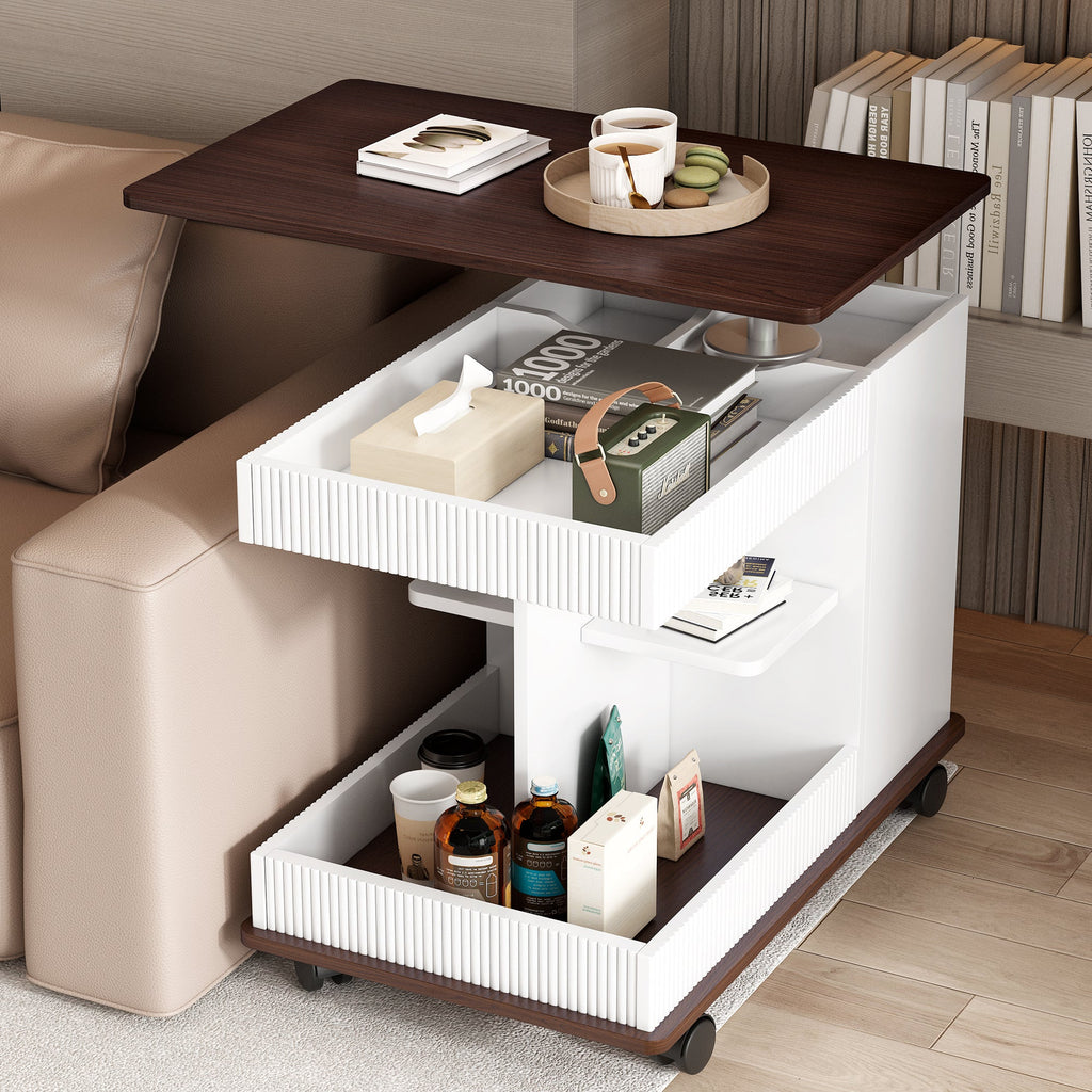 Modern Multifunctional Adjustable End Table with Wheels
