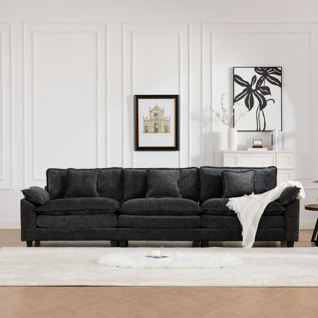 Modern Comfy Upholstered Seat Cushion Sectional Couch (Ottoman is Not Included)