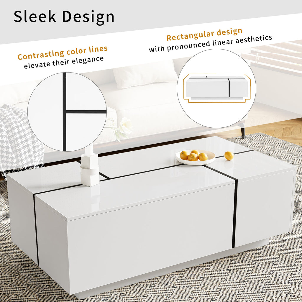 Multi-Functional Extendable Coffee Table with 2 Storage Space and Drawers