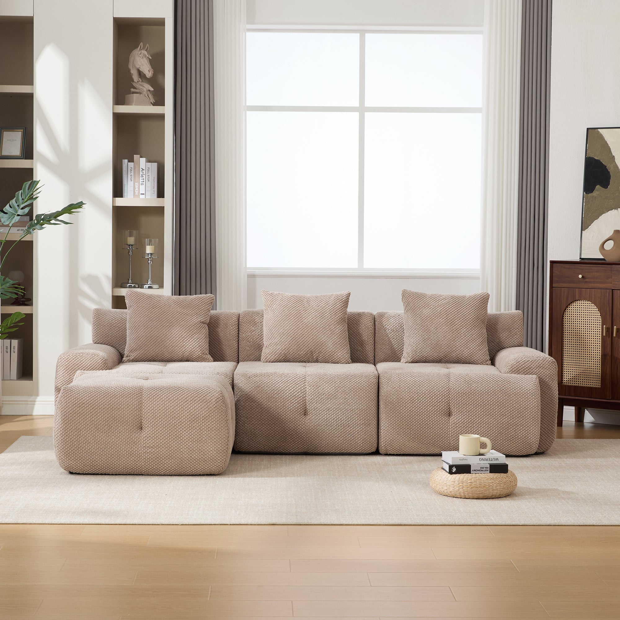 Oversized Boneless Convertible Cloud Couch with Movable Ottoman