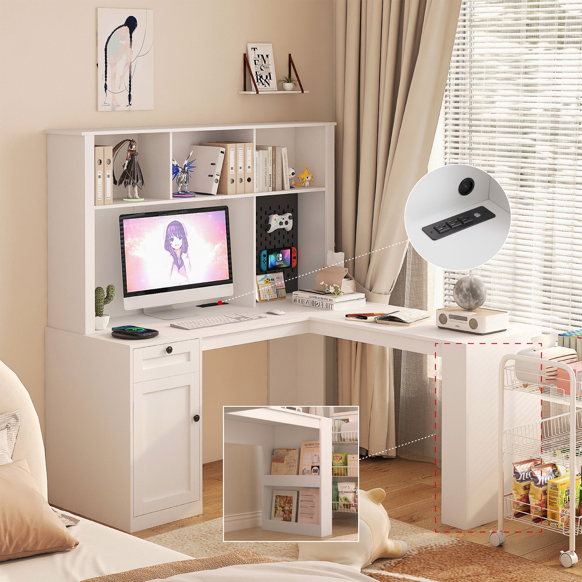 L Shaped Desk with Drawers