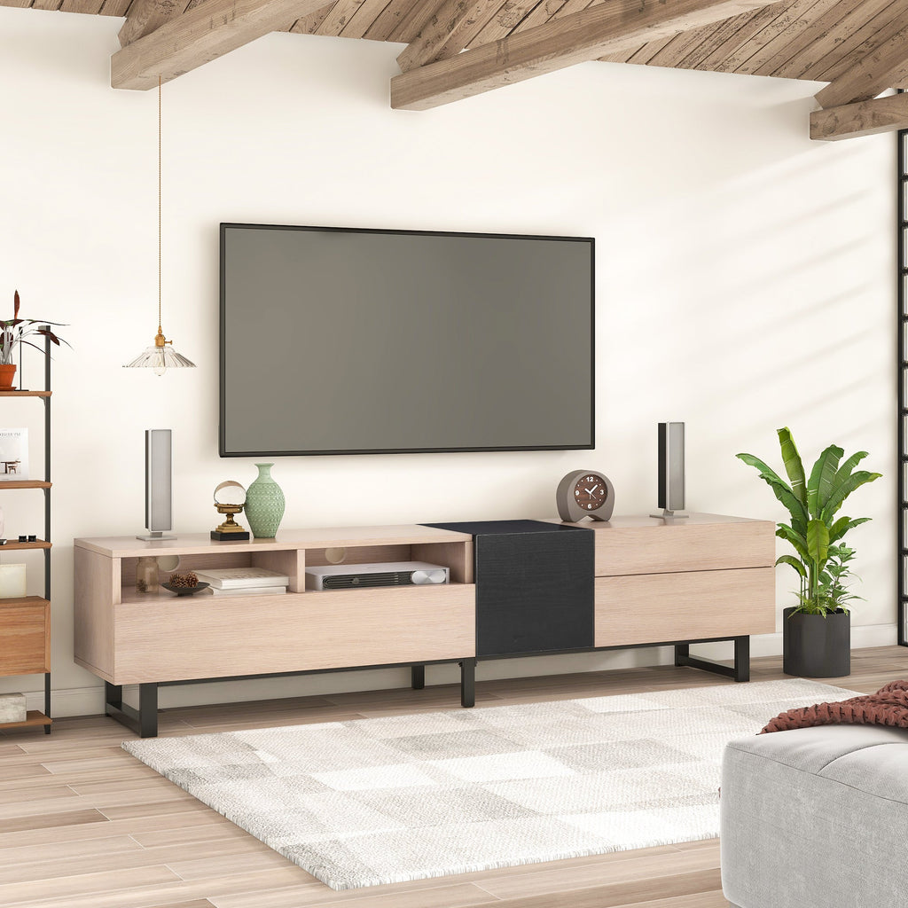 Modern TV Stand for 80'' TV with Double Storage Space