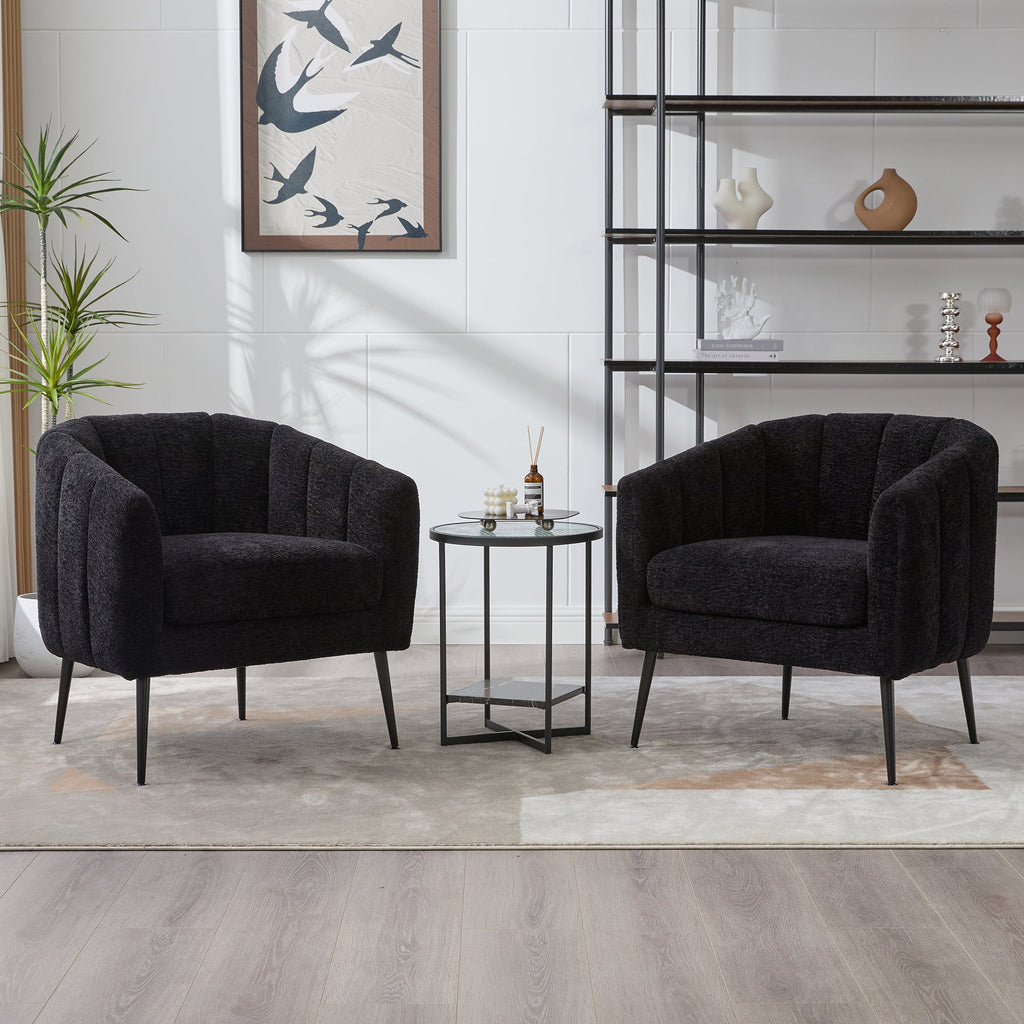 Modern Upholstered Chenille Vanity Barrel Accent Chair