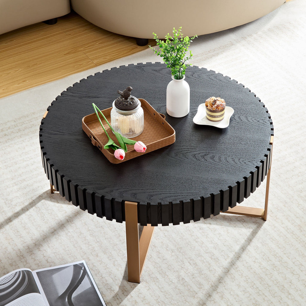 Modern Handcraft Drum Round Coffee Table