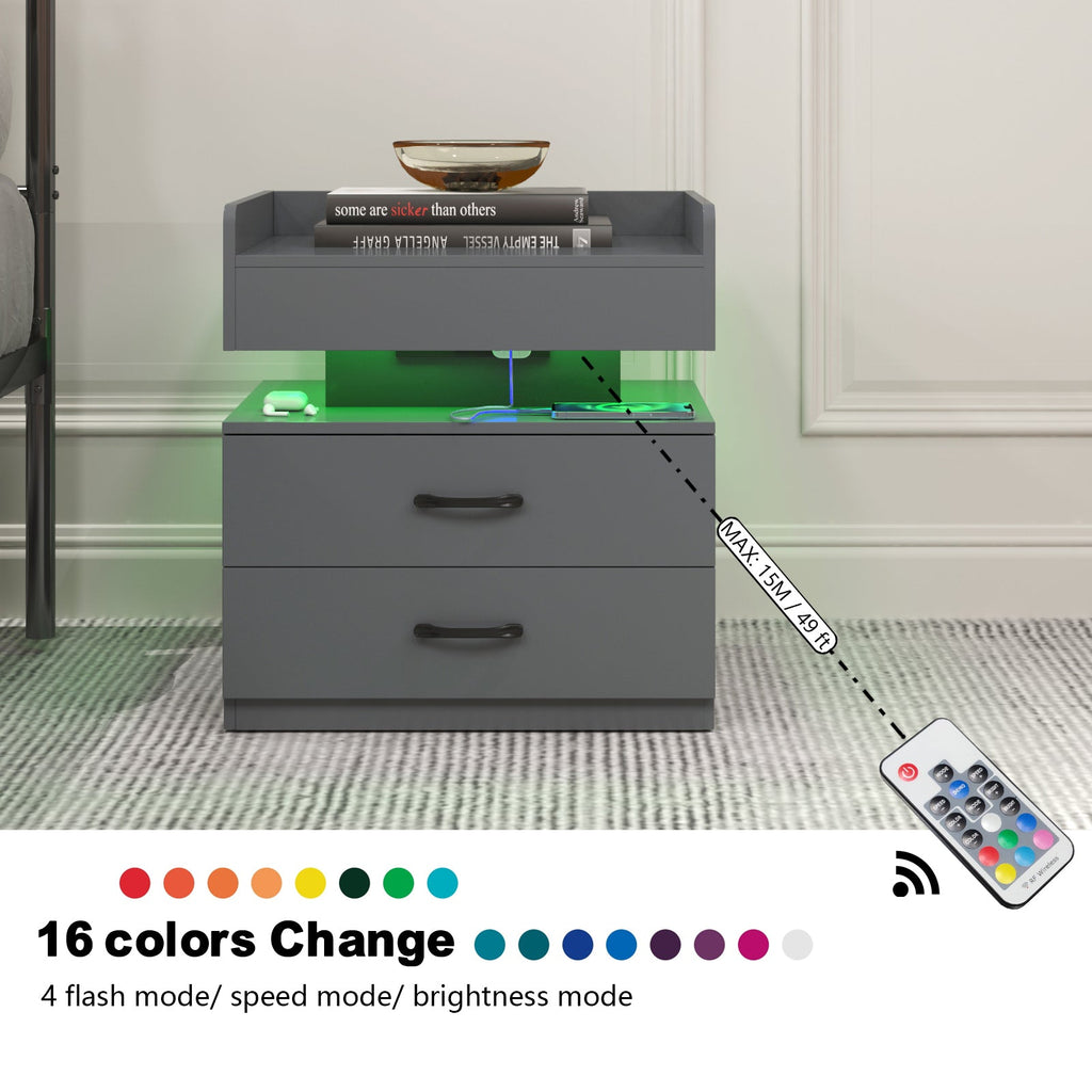 Nightstand with Remote-Controlled LED Strip Light