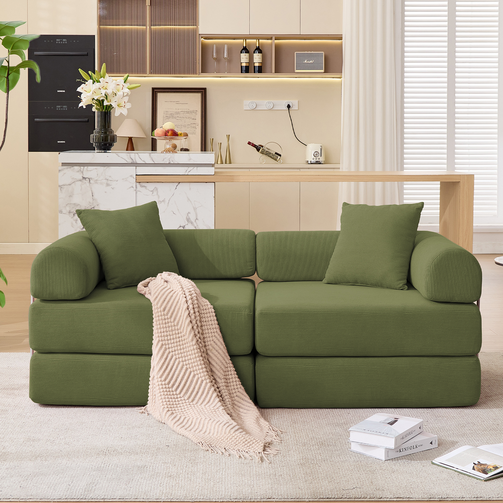 2 Seat Convertible Couch Folding Mattress Couch Sofa Bed